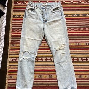 Agolde Riley denim with distressing at knees